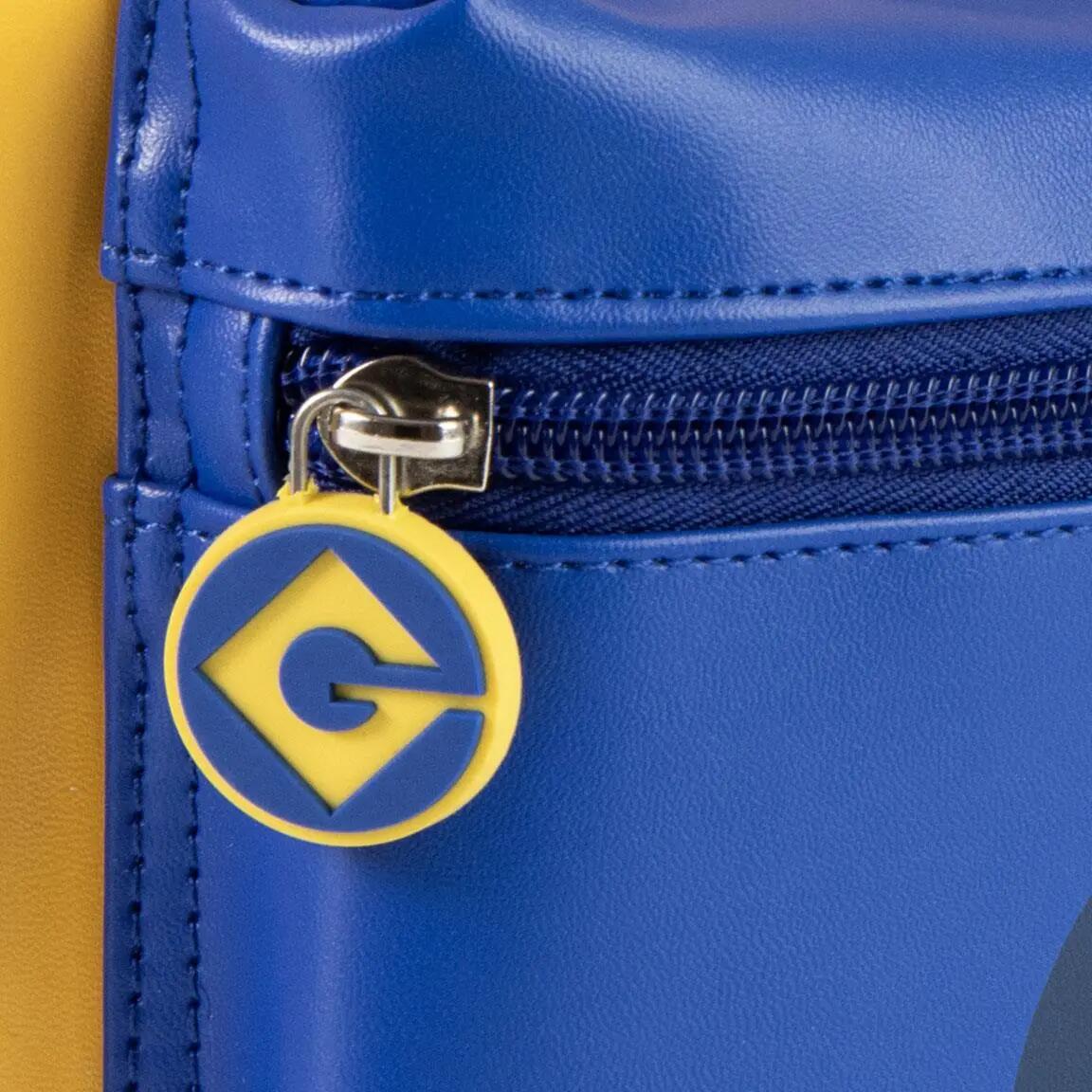 Mochila infantil Minions em PU com bolso frontal, amarela e azul. 6/7