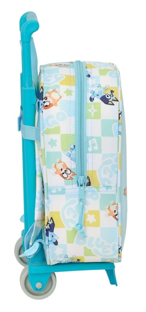 Mochila escolar infantil Bluey com carrinho e rodas removíveis, azul claro 3/3