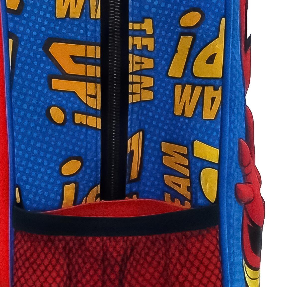 Mochila escolar infantil 3D dos Vingadores em poliéster com alças ajustáveis 4/6