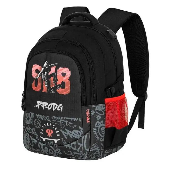 Mochila infantil Sk8 Pro DG para corrida, 46 cm, com bolsos laterais, preta. 3/4