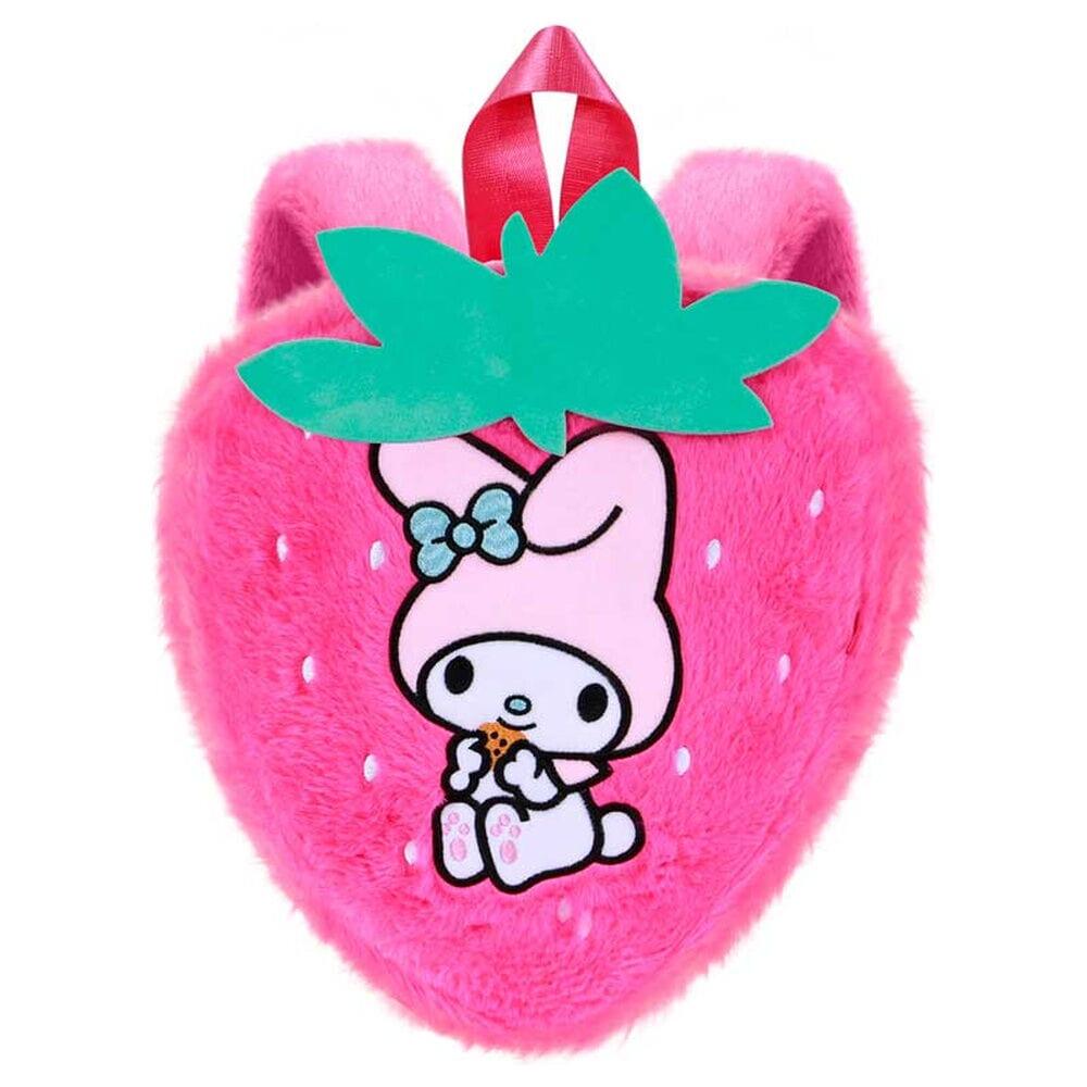 Mochila infantil My Melody Hello Kitty e Amigos com estampa de morango rosa 2/4