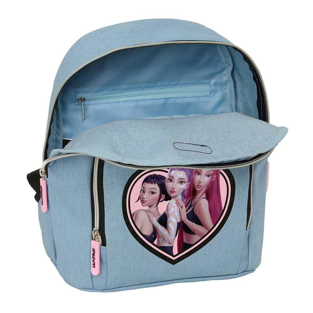 Mochila infantil mini K-Pop Demon Hunters Huntr/X com bolso frontal - Azul 4/4