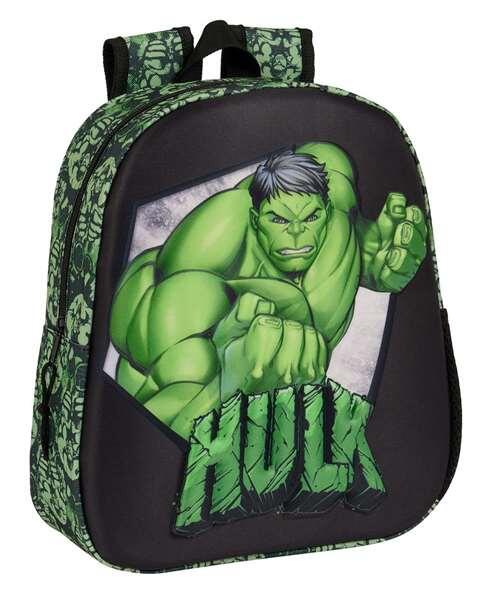 Mochila escolar infantil Hulk 3D com porta-garrafa e alças acolchoadas. 2/5