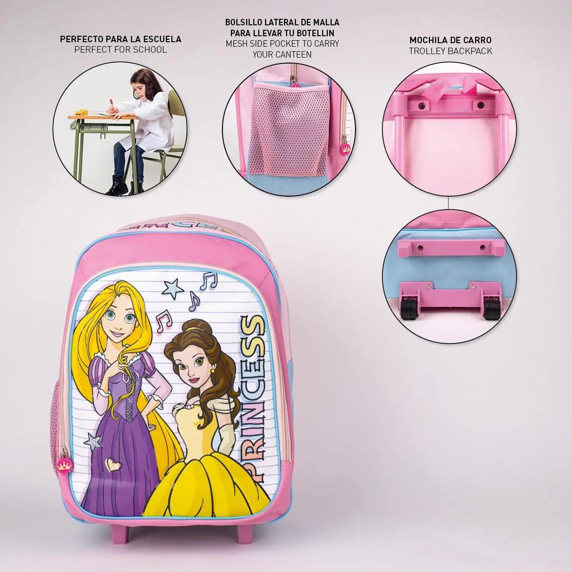 Zaino trolley per bambini Disney Princess con tasca frontale e cerniera 4/6