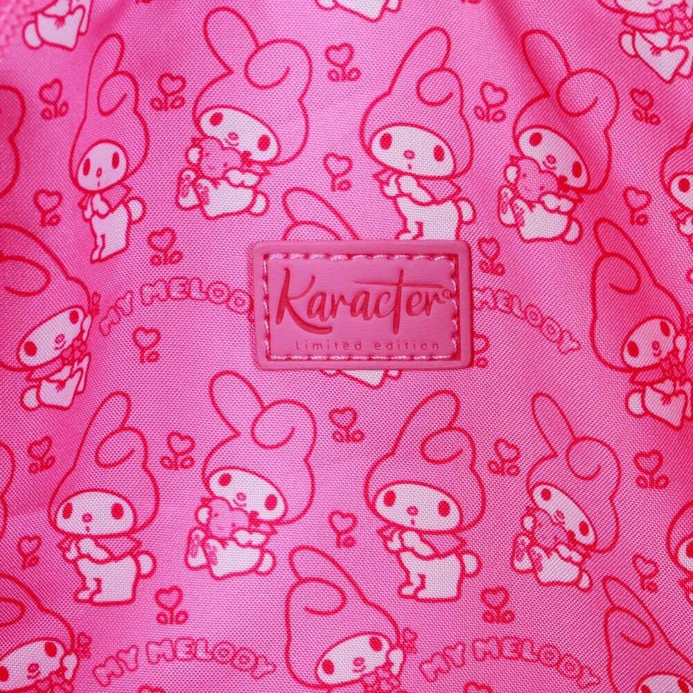 Mochila infantil My Melody Hello Kitty e Amigos com estampa de morango rosa 4/4
