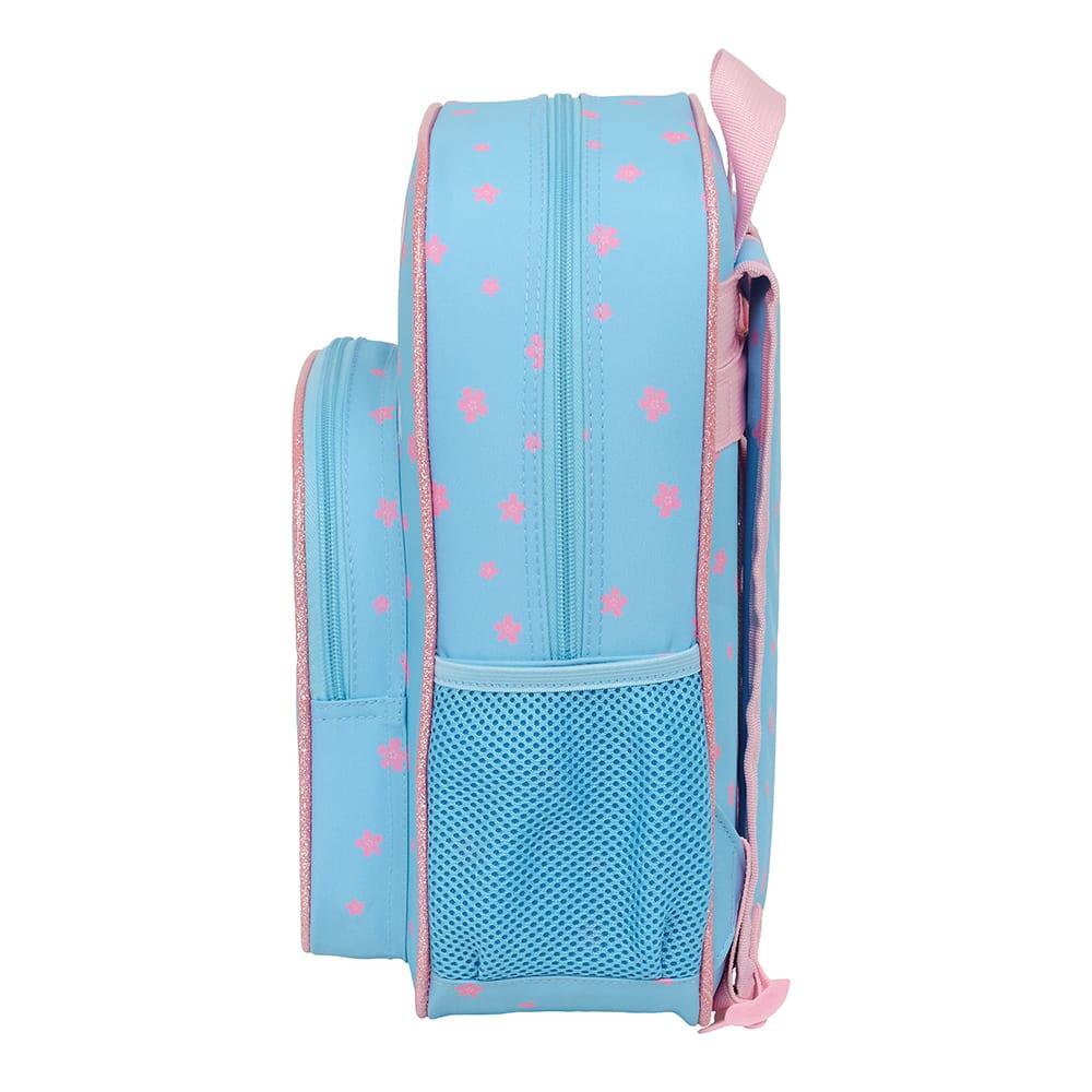 Mochila infantil Stitch, adaptável a carrinhos, com bolso frontal, azul. 3/3