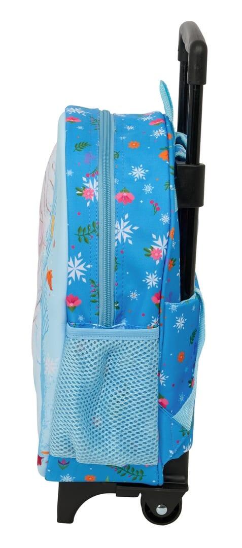 Mochila escolar infantil Frozen 3D com rodinhas e porta-garrafa - Azul 3/3