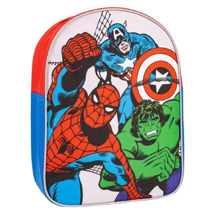 Mochila Escolar Infantil Avengers con Cremallera Roja y Azul