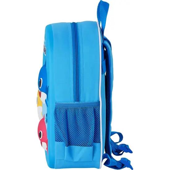 Mochila 3D Infantil Baby Shark con Portabotellas y Asas Acolchadas Azul 3/4