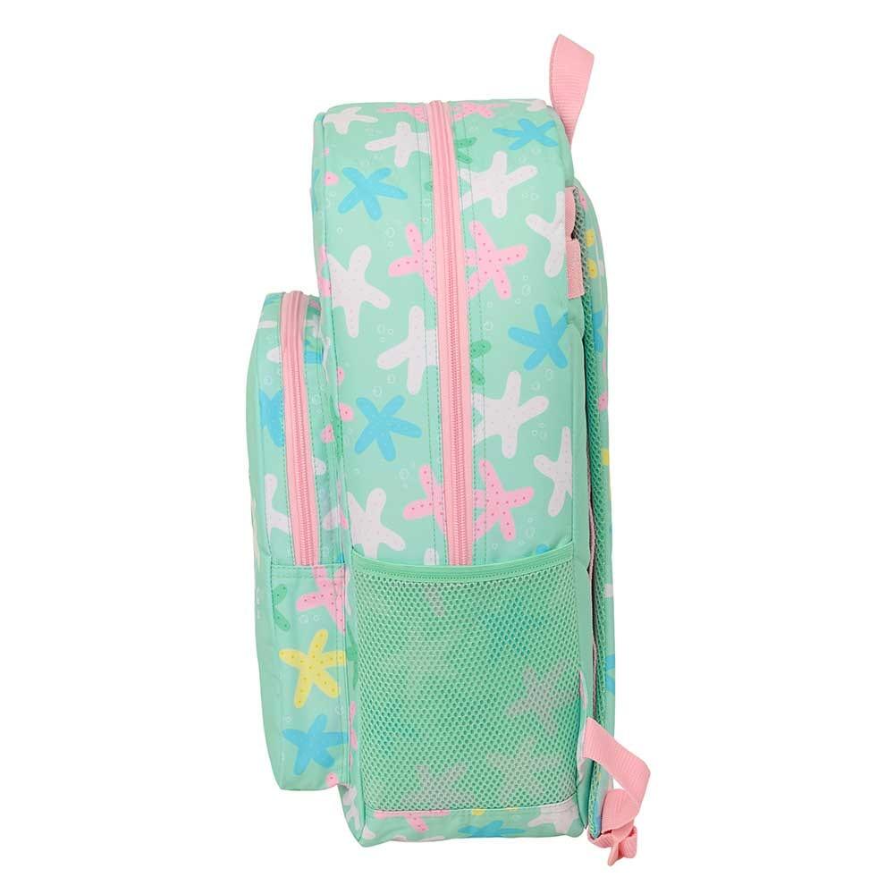 Mochila escolar infantil com estampa de estrelas, adaptável a carrinhos de 3/3