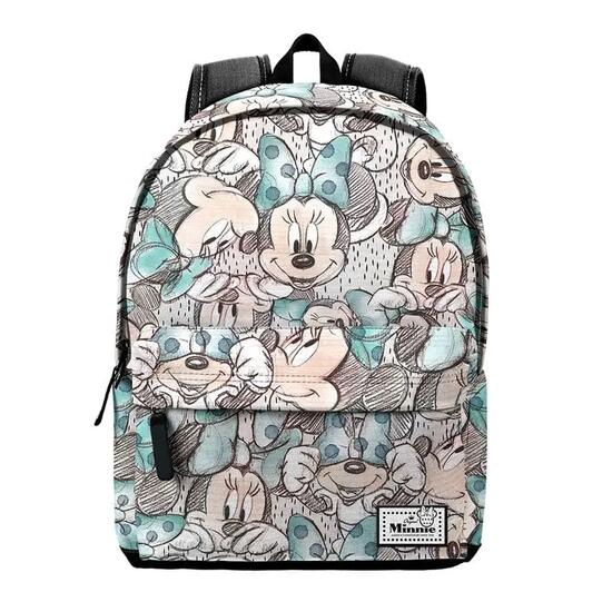 Sac à dos enfant Minnie Mouse avec poche avant, 41 cm, blanc et turquoise