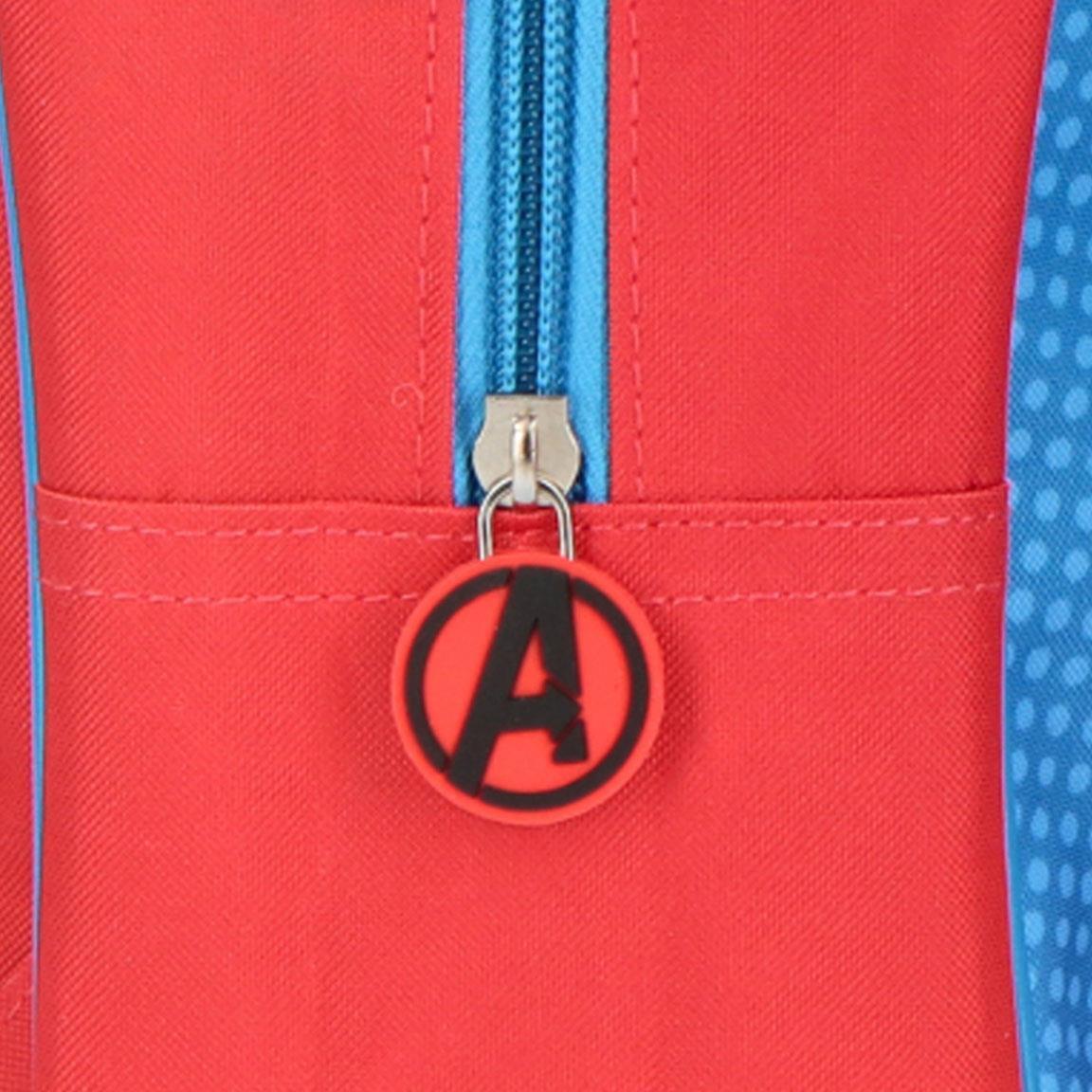 Mochila escolar infantil dos Vingadores em poliéster com bolso frontal, vermelha 4/6