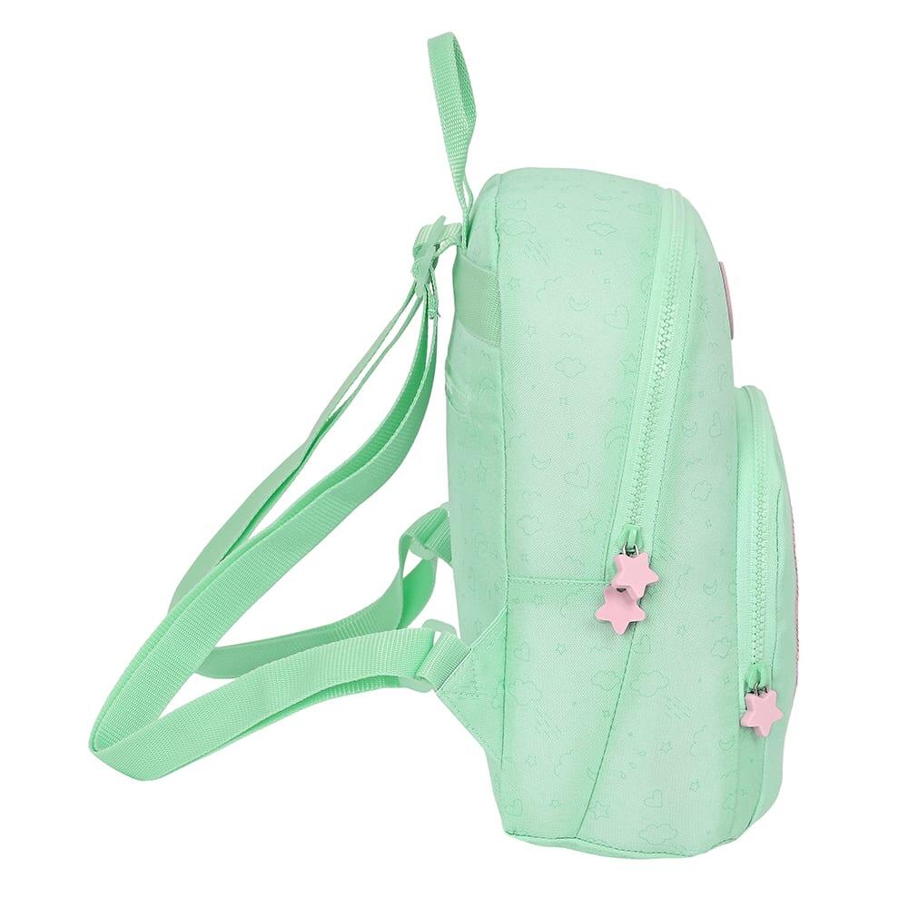 Mochila infantil mini reciclada Blackfit8 Moon com bolso frontal (verde) 3/4