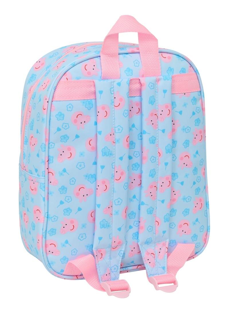 Mochila infantil 3D da Peppa Pig com zíper, azul claro e rosa. 2/3