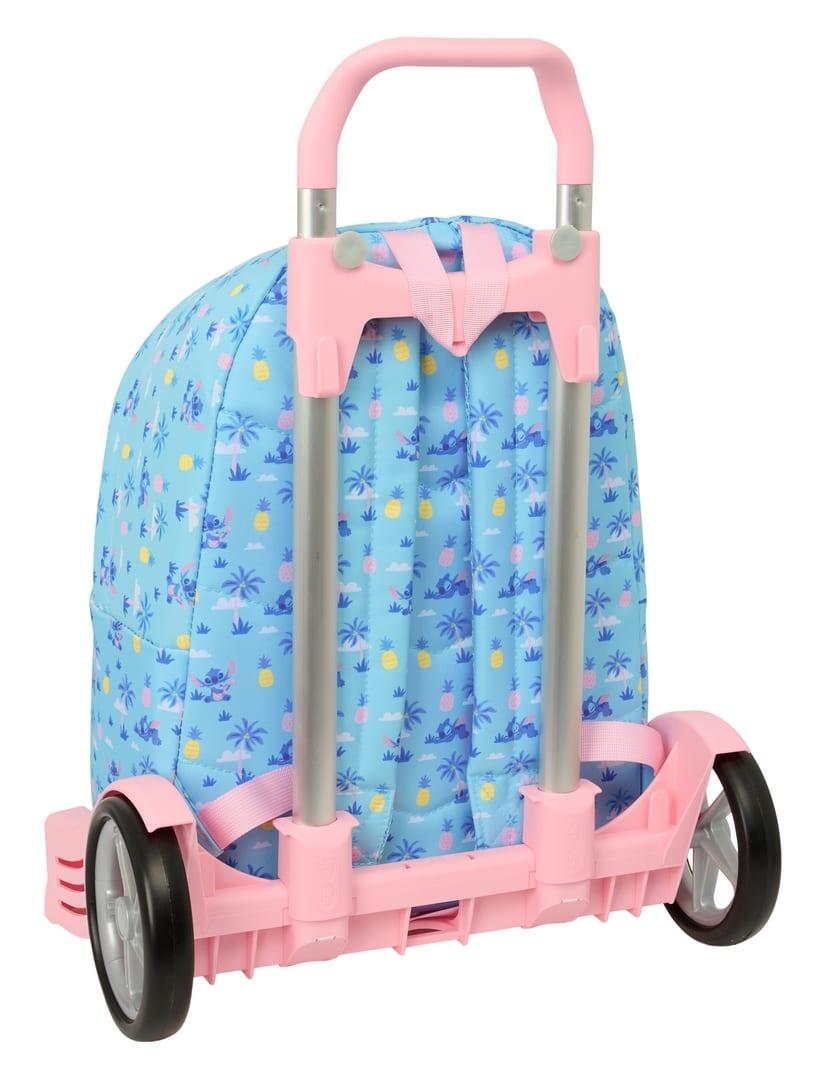 Mochila escolar infantil Stitch com rodinhas e bolso frontal - Azul 2/3