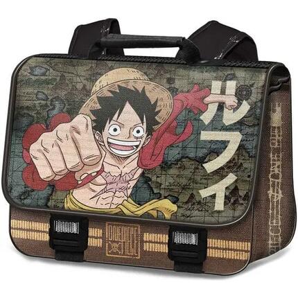 Sac à dos scolaire One Piece pour enfants avec rabat et boucle noire
