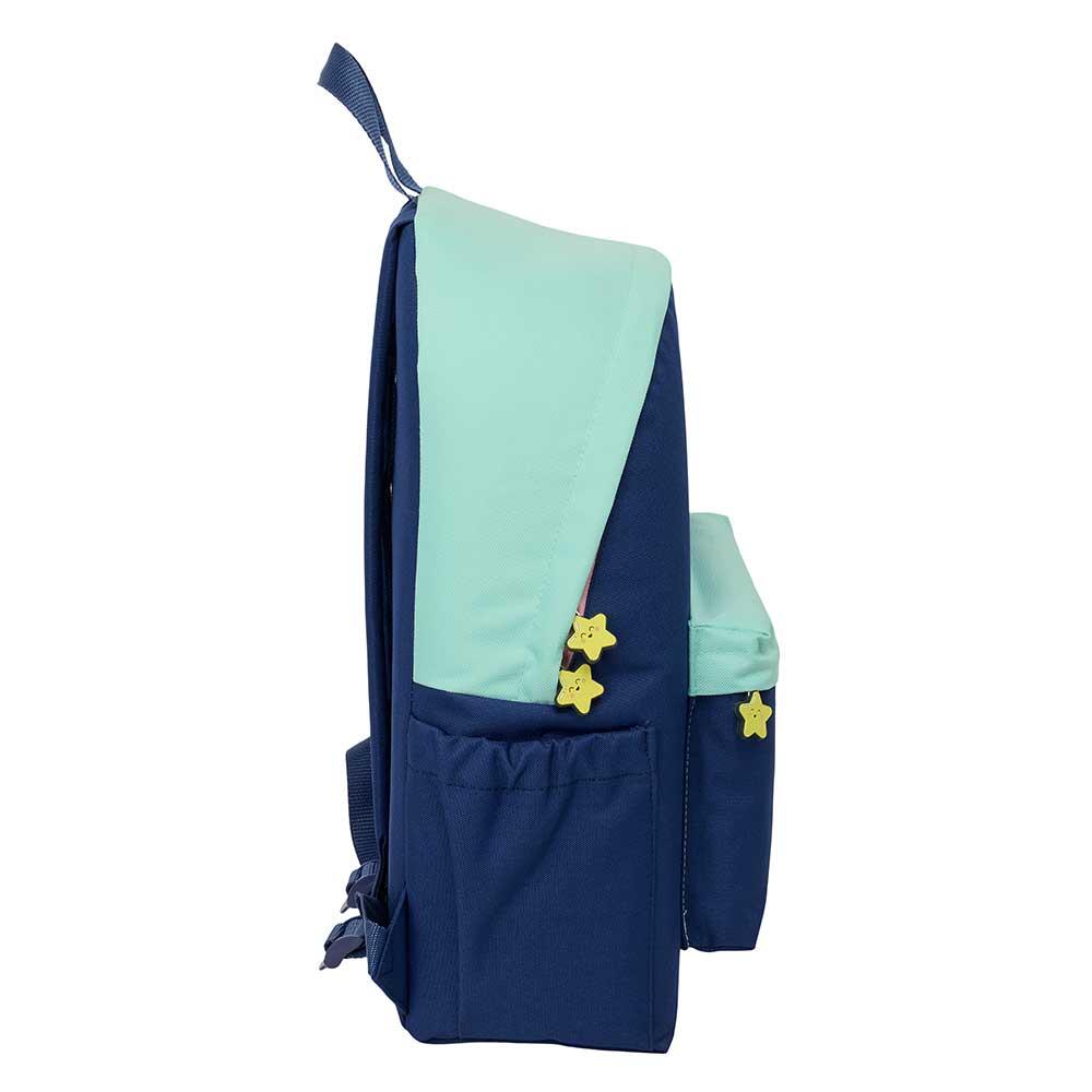 Mochila para laptop Mr. Wonderful de 14,1 polegadas com bolso frontal, azul e 3/4