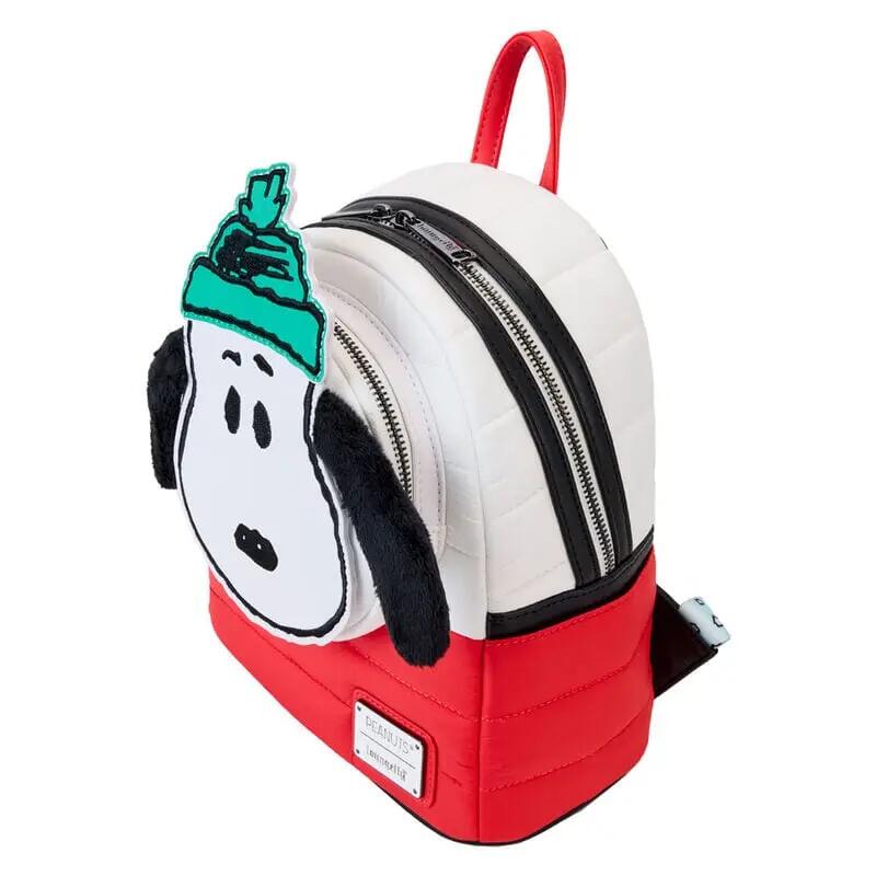 Zaino per bambini Snoopy in ecopelle con tasca frontale - Rosso 3/4