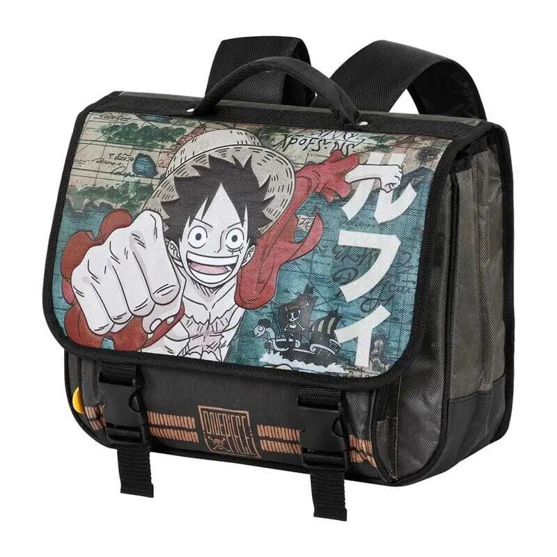 Zaino scolastico per bambini One Piece con patta e fibbia nera riflettente 4/4
