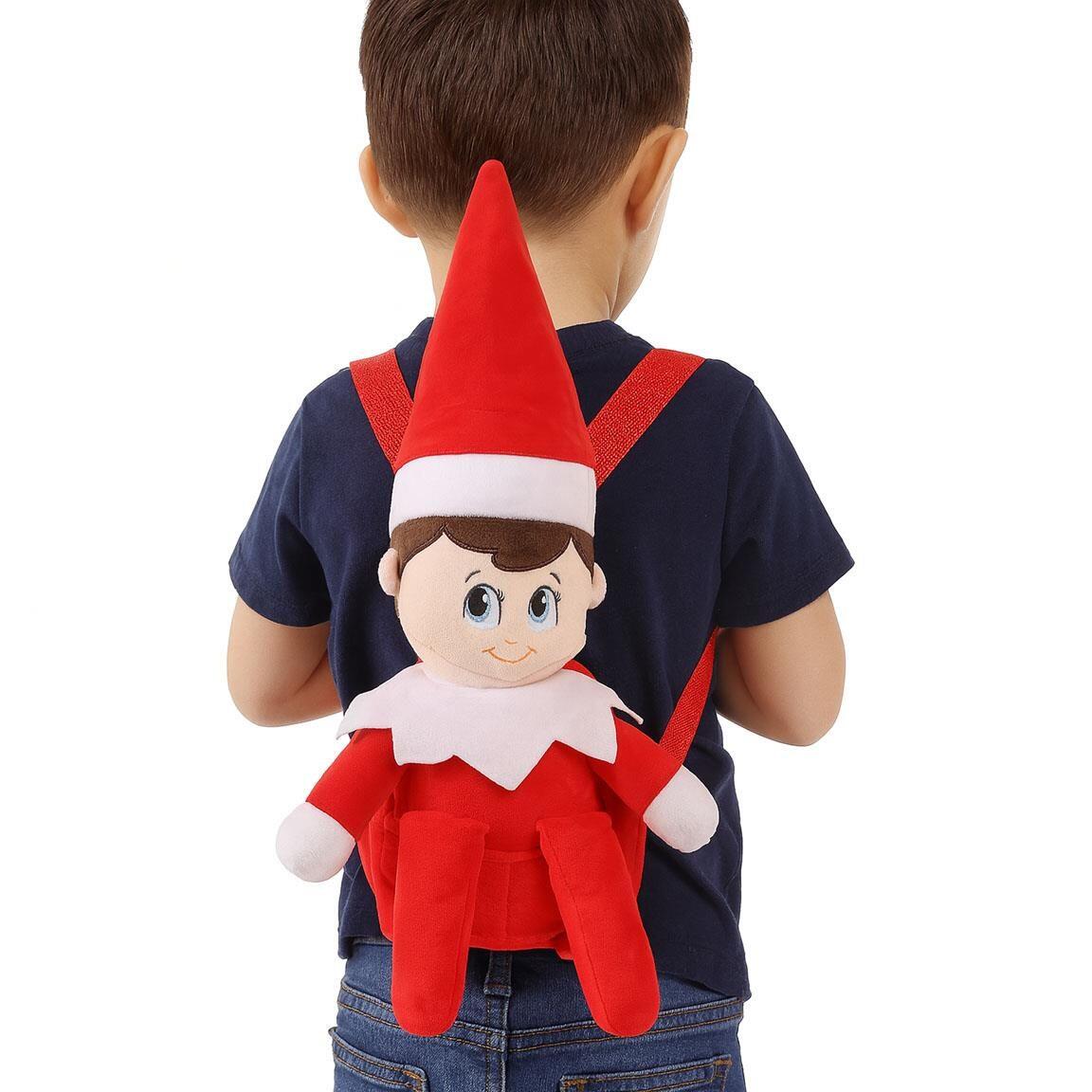 Sac à dos pour enfant en peluche elfe avec fermeture éclair, rouge polyester 5/6