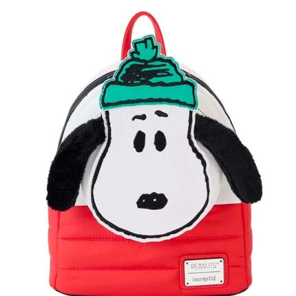 Sac à dos Snoopy pour enfant en similicuir avec poche avant - Rouge