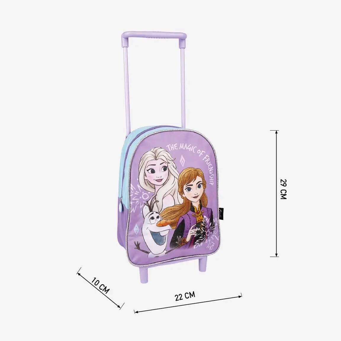 Mochila escolar infantil Frozen com rodinhas e alça telescópica, lilás 4/7