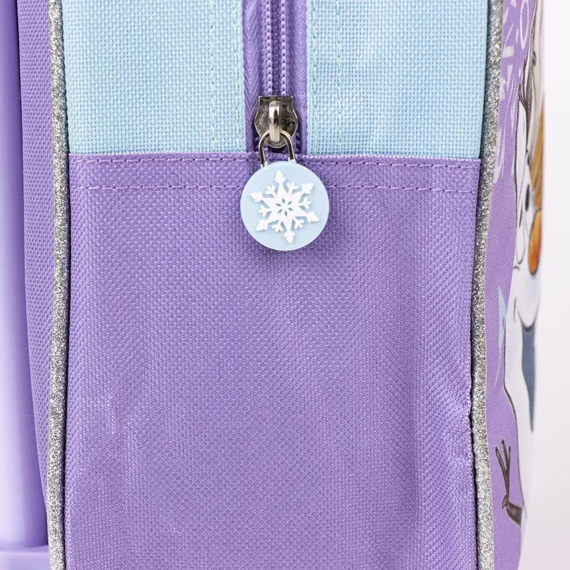 Mochila escolar infantil Frozen com rodinhas e alça telescópica, lilás 6/7