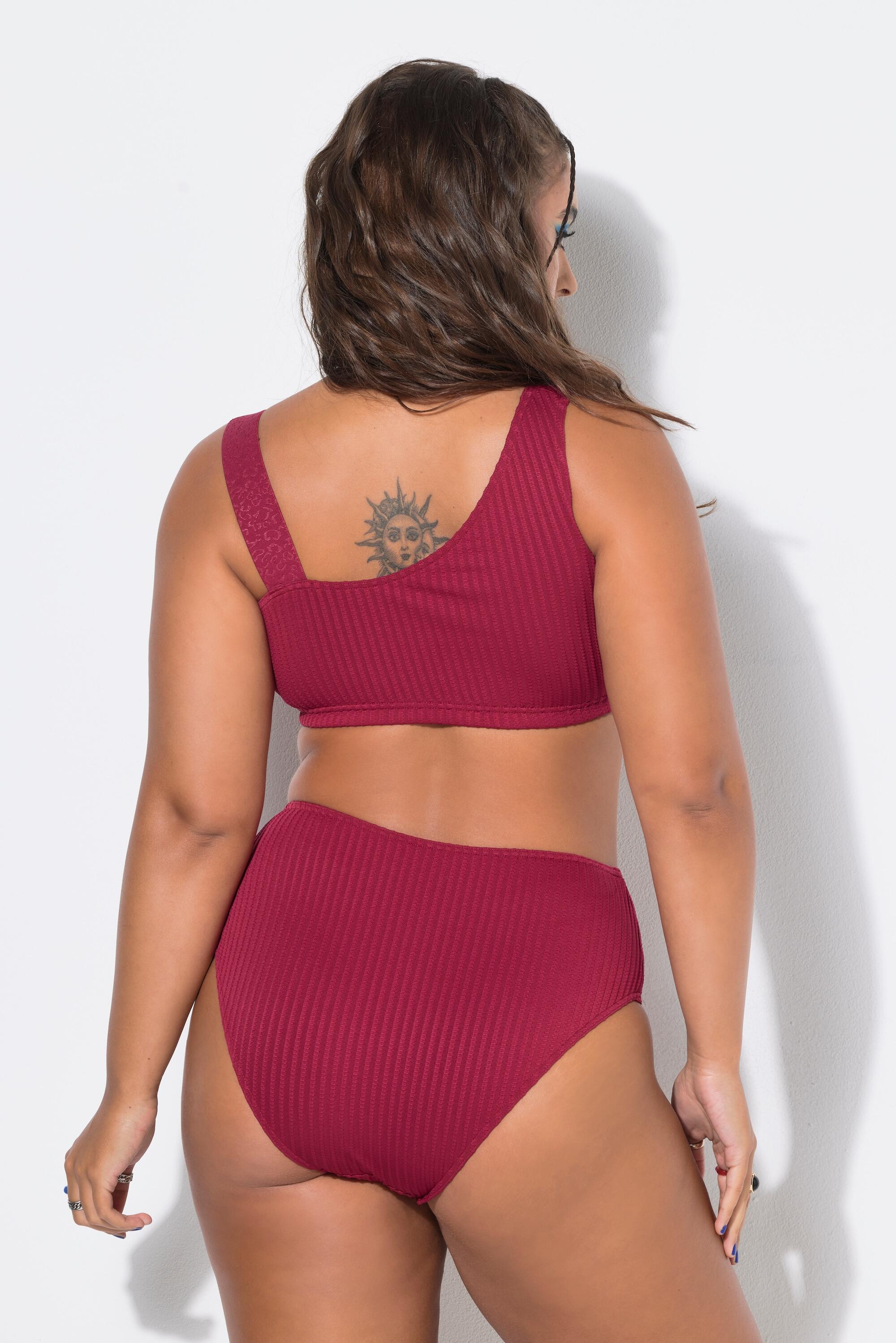 Dames Bikinitop one-shoulder zachte cups streepstructuur 2/7