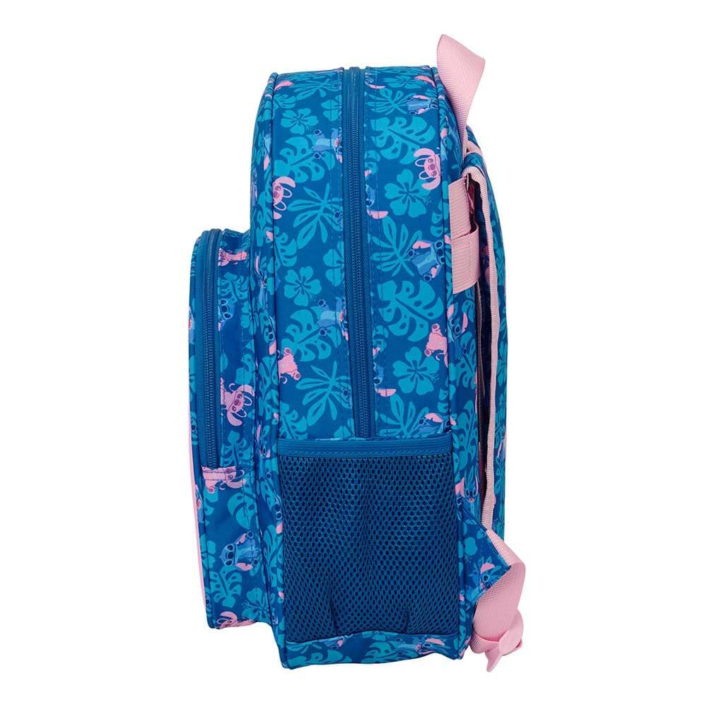 Mochila escolar infantil Stitch com bolso frontal e porta-garrafa - Azul 3/3