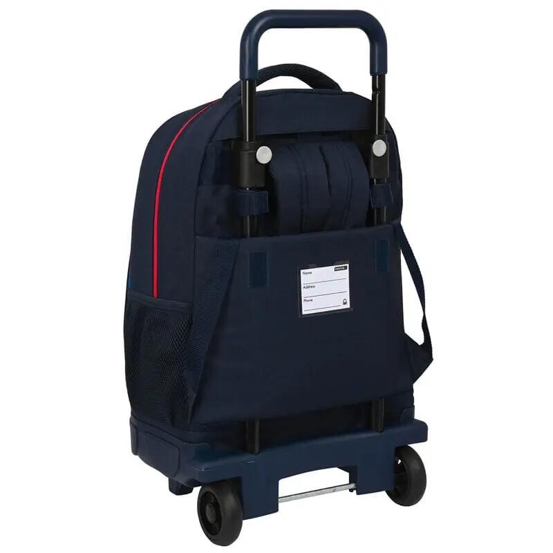 Zaino scolastico Benetton anni Sessanta per bambini con ruote e tasca, blu 2/3
