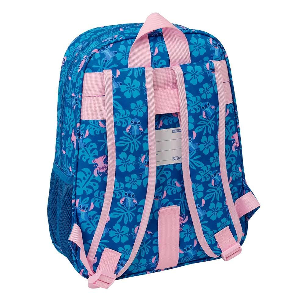 Mochila escolar infantil Stitch com bolso frontal e porta-garrafa - Azul 2/3
