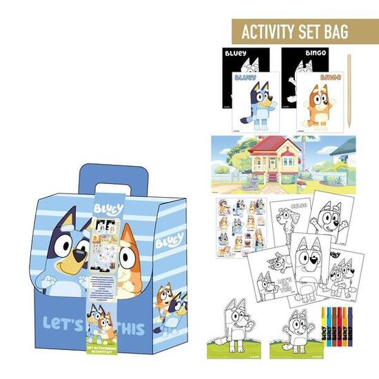 Sac à dos pour enfants Bluey, papier à colorier avec poignée, bleu