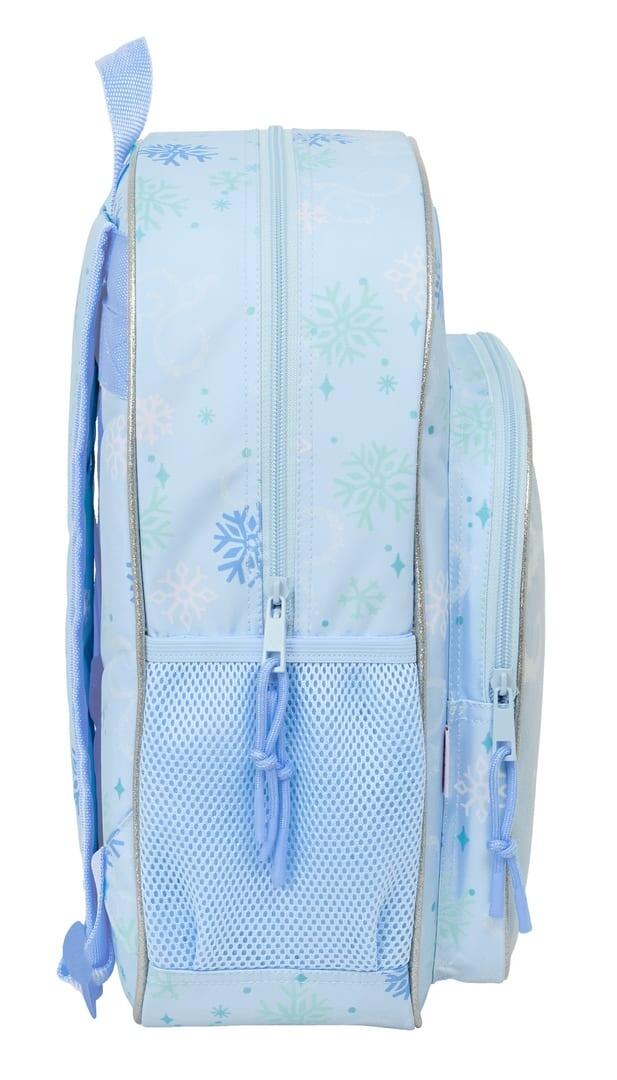 Mochila escolar infantil Frozen, adaptável a carrinhos, com bolso frontal, azul. 3/3