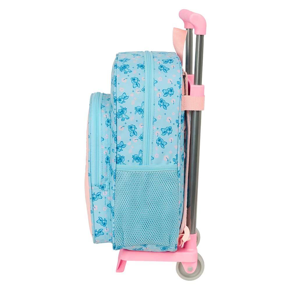 Mochila escolar infantil Stitch Ohana com rodinhas e bolso frontal - Azul 3/3