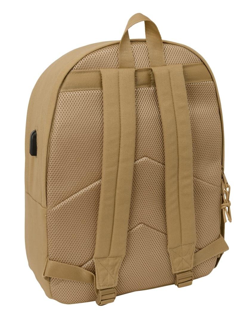Mochila para laptop para adultos com porta USB e bolso frontal, marrom. 2/6