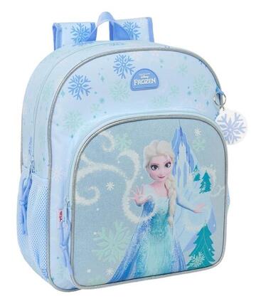 Mochila Guardería Infantil Frozen Adaptable a Carro con Cremallera Azul Claro