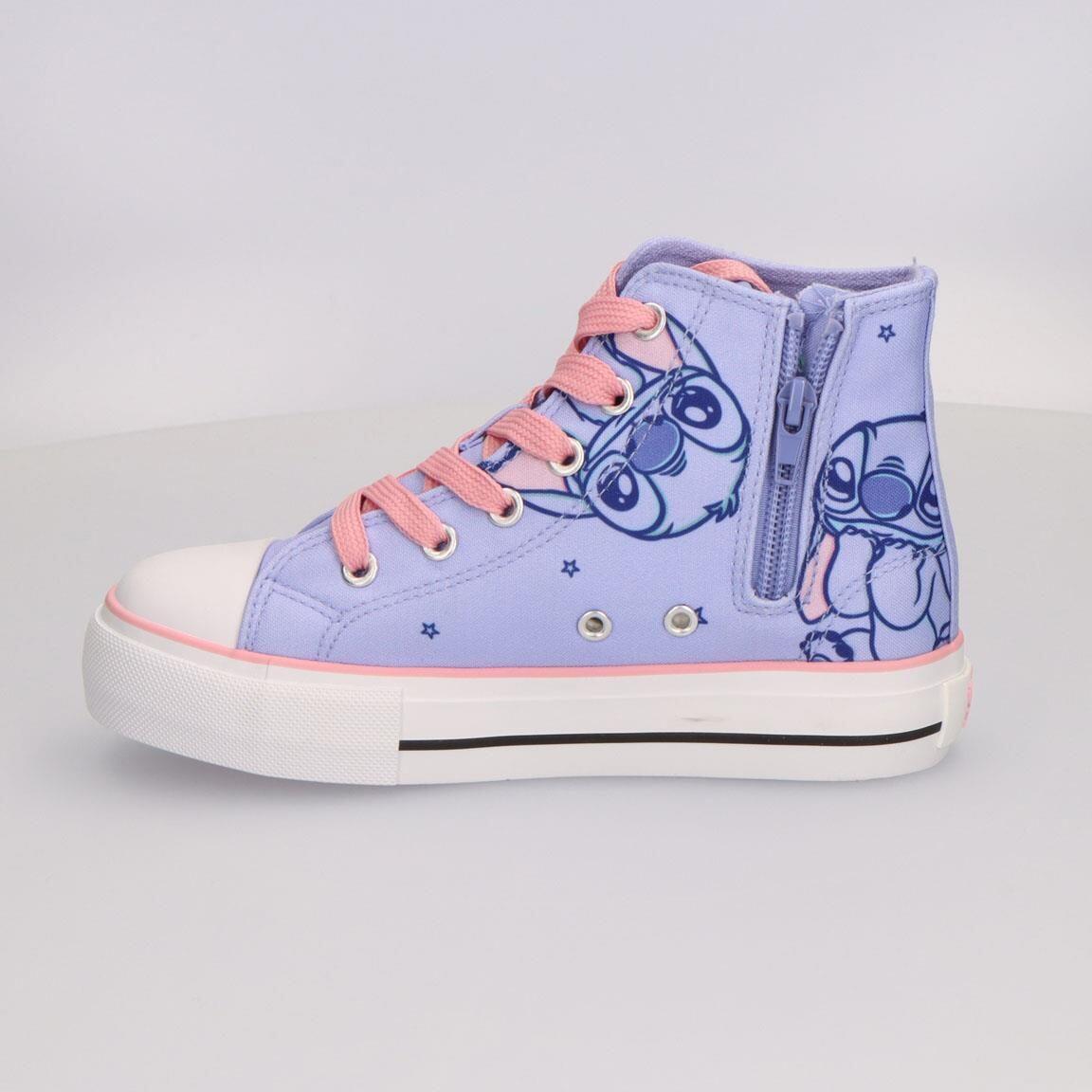 Sapatilhas de lona alta criança Stitch com atacadores e fecho azul 2/7