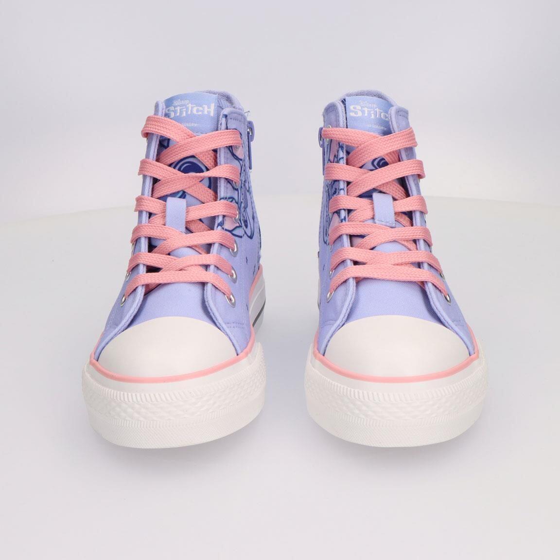 Scarpe da ginnastica alte bimbo Stitch in tela lacci e cerniera blu 7/7