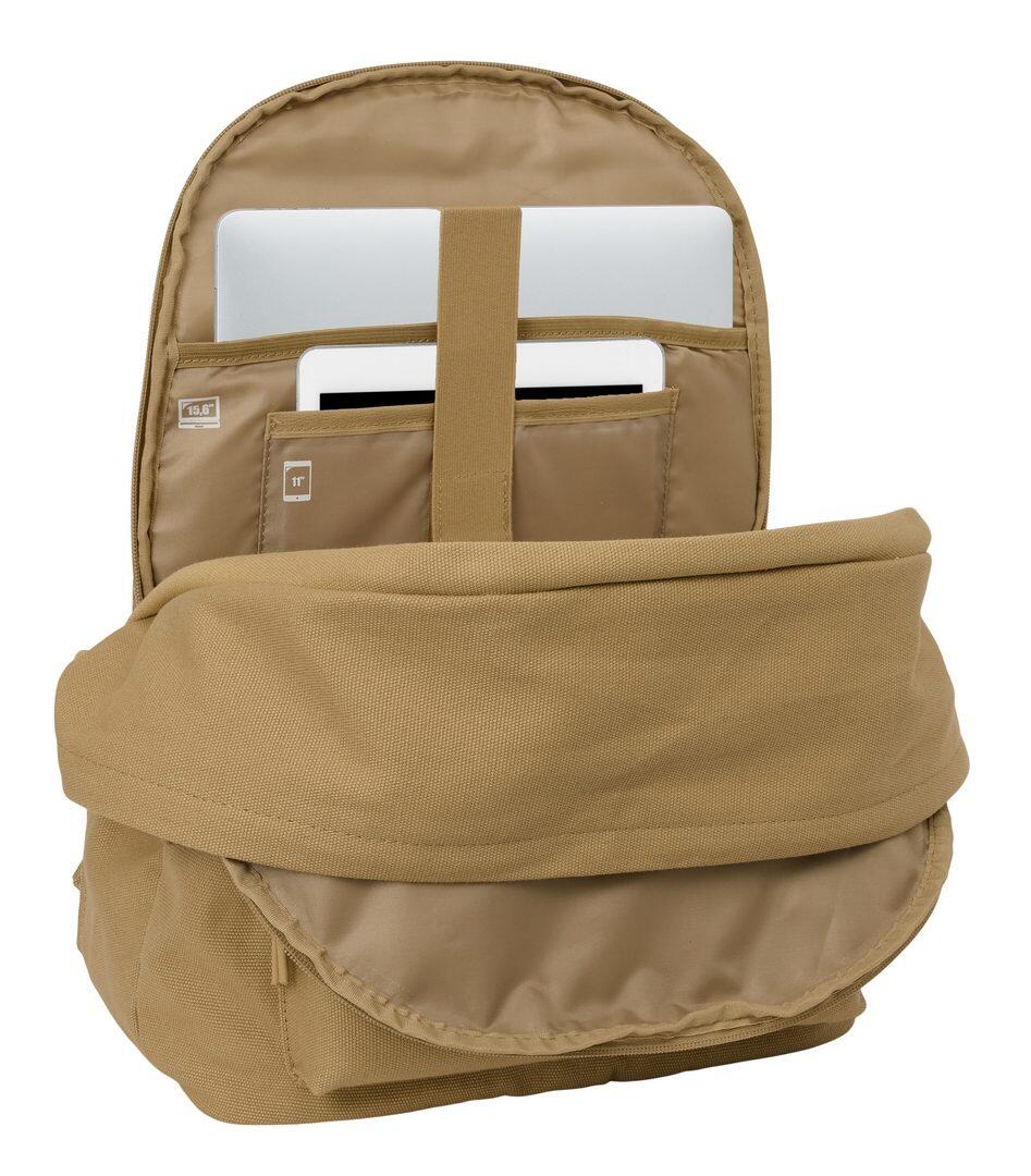 Mochila para laptop para adultos com porta USB e bolso frontal, marrom. 6/6