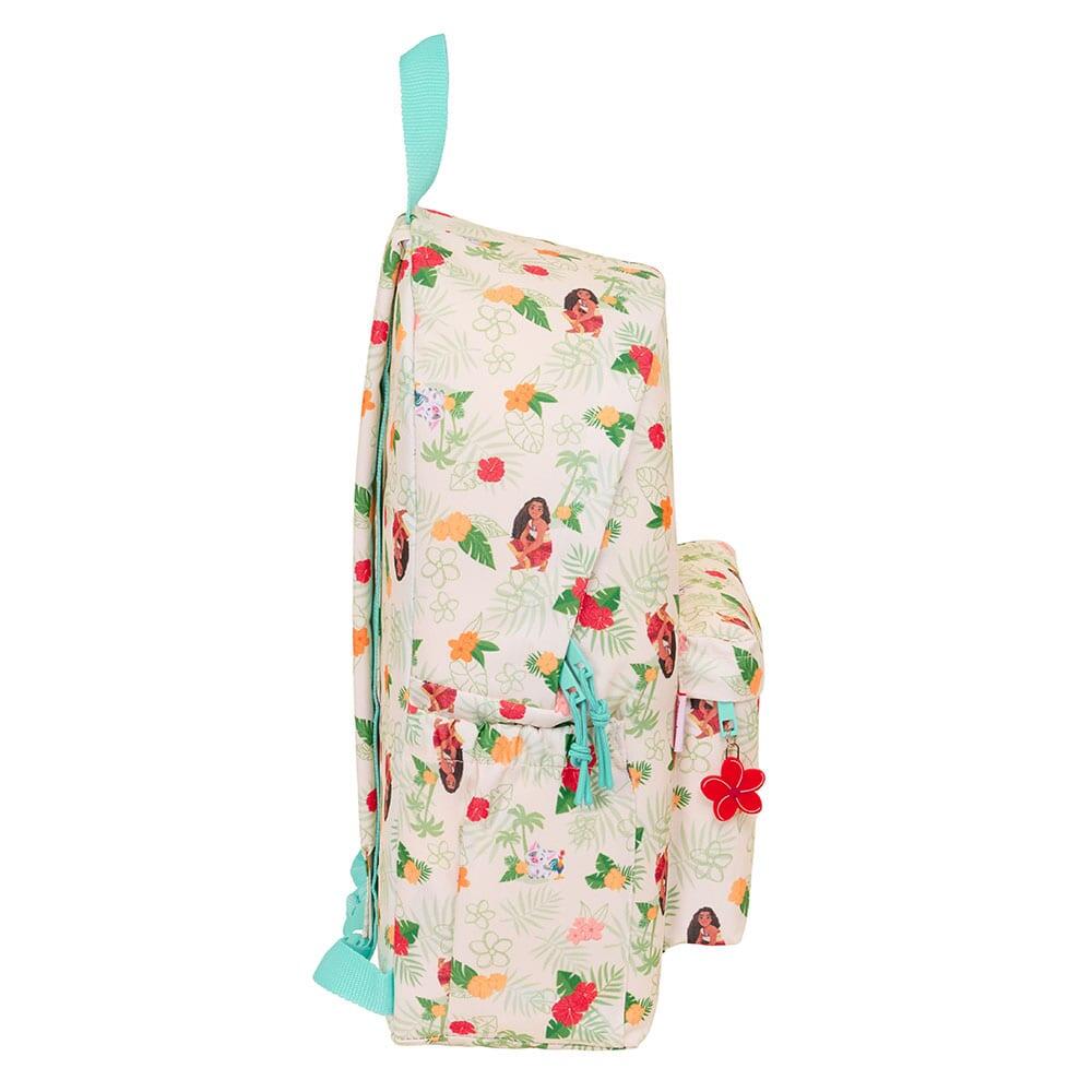 Mochila infantil Vaiana para laptop de 14,1" com bolso frontal, bege. 3/4