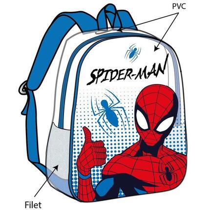 Sac à dos scolaire Spiderman 3D pour enfants avec dos rembourré, 31 cm, bleu et