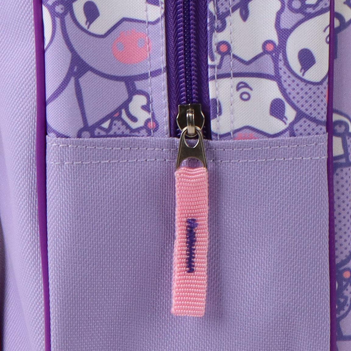 Zaino trolley per bambini Hello Kitty Kuromi 3D con ruote, in poliestere viola 3/6