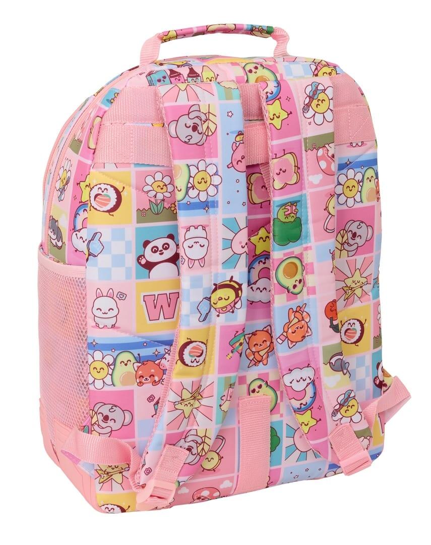 Mochila escolar infantil Mr. Wonderful com rodinhas e compartimento duplo, rosa. 2/3