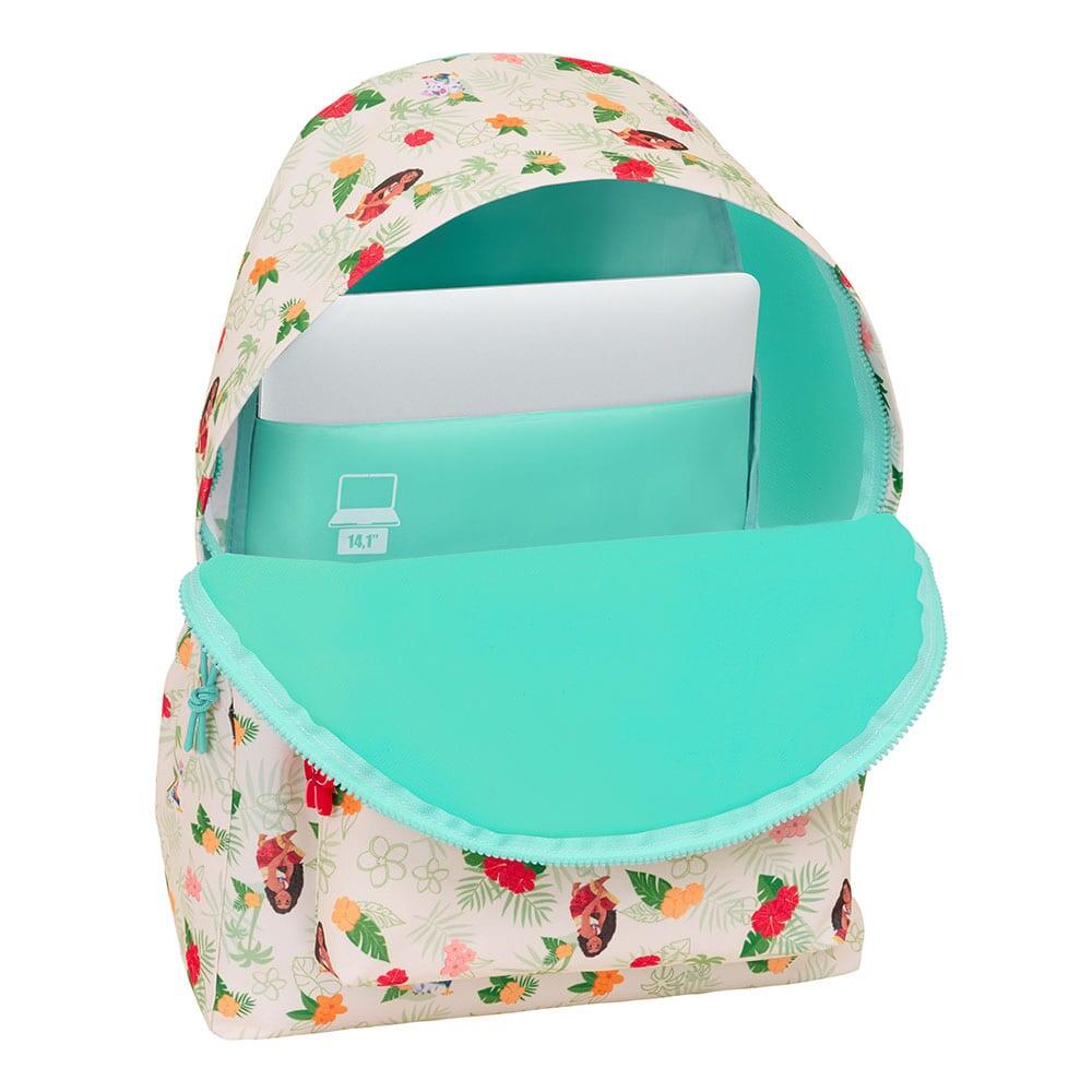 Mochila infantil Vaiana para laptop de 14,1" com bolso frontal, bege. 4/4