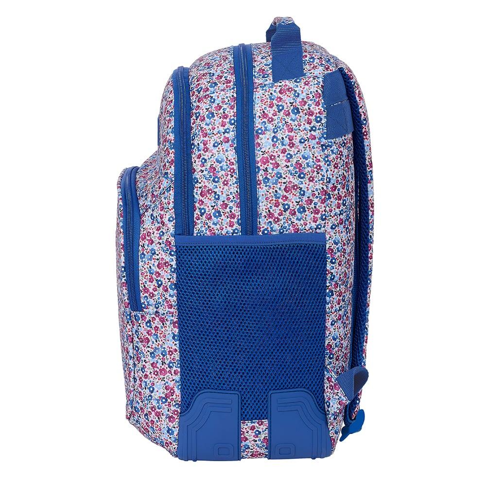 Mochila Escolar Infantil Flores Coimbra Azul con Bolsillo Frontal y Cremallera 3/3
