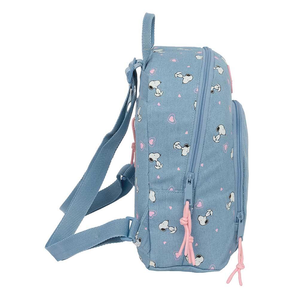 Mochila infantil Snoopy mini com bolso frontal e alças ajustáveis ​​- Azul 3/4