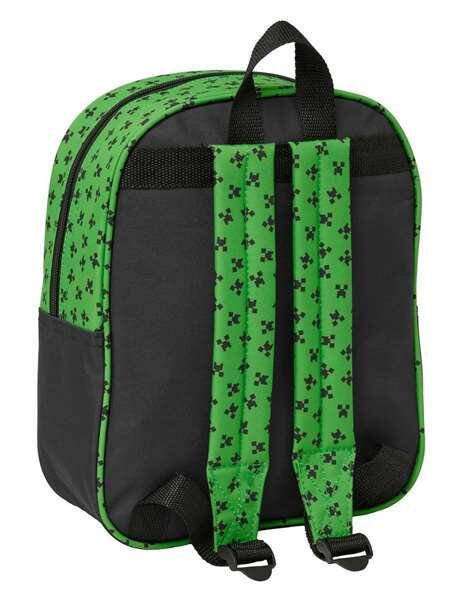 Mochila infantil Minecraft 3D com zíper e alça, verde 2/3