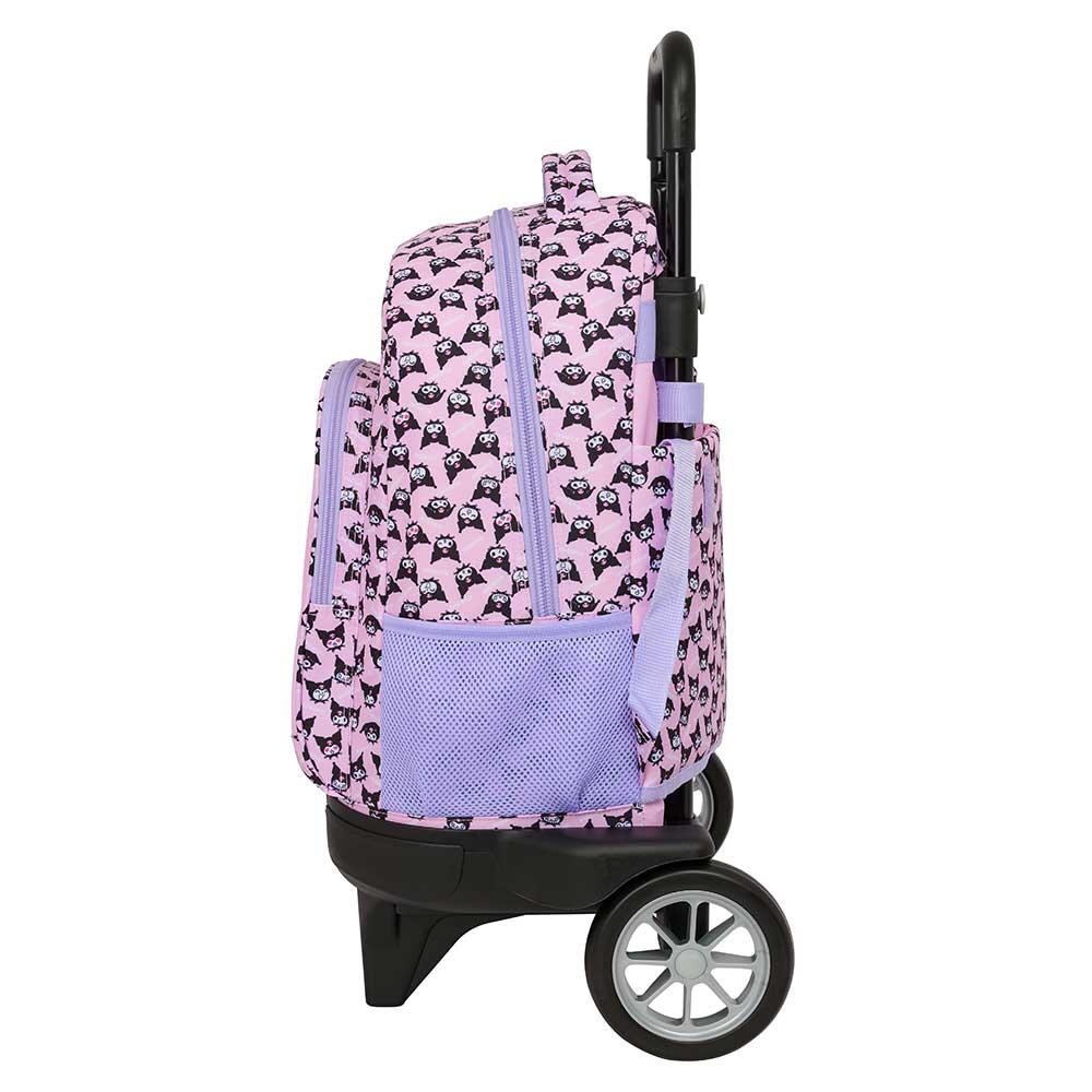 Mochila escolar infantil Kuromi com rodas e bolso frontal, lilás 3/3