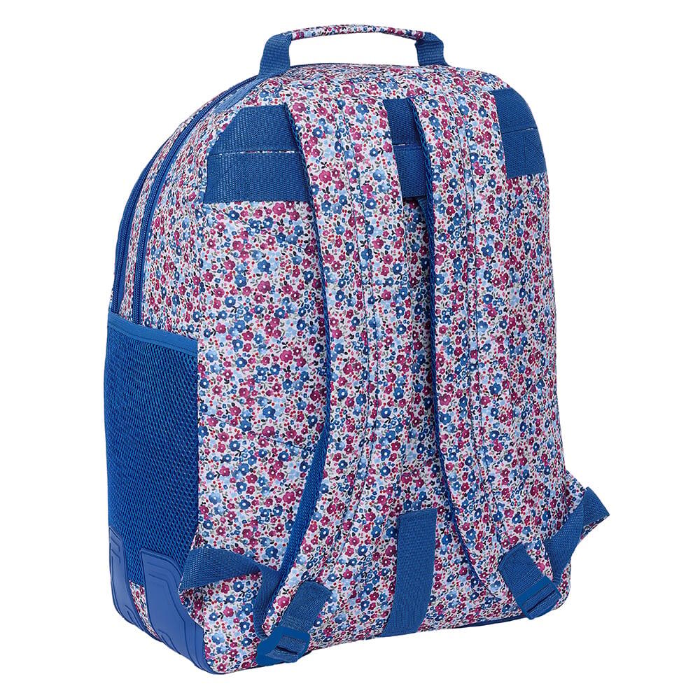 Mochila Escolar Infantil Flores Coimbra Azul con Bolsillo Frontal y Cremallera 2/3