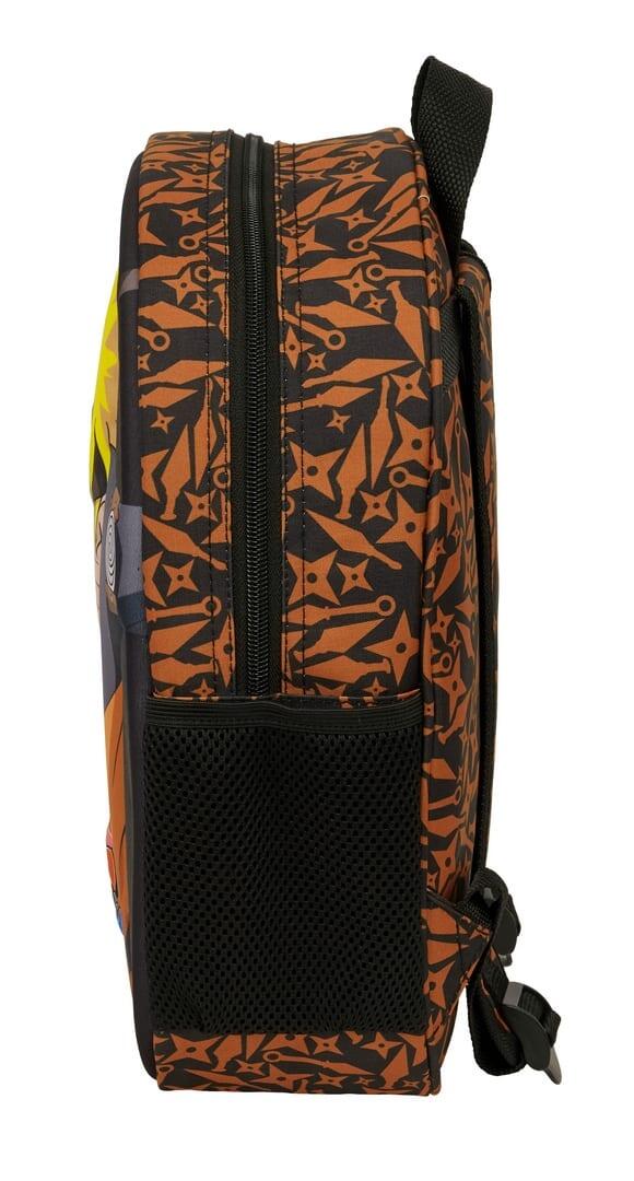 Mochila infantil Naruto 3D com porta-garrafa e alças acolchoadas, preta e 3/3